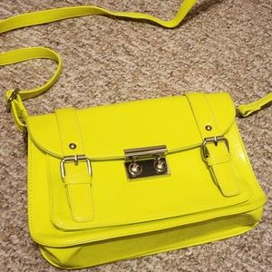 Green/Yellow vinyl patented Purse.